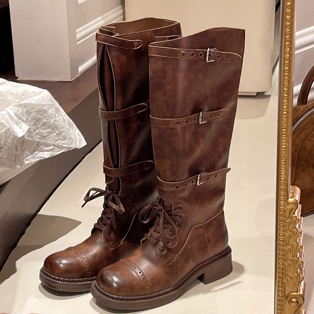 Women'S Fashion Knee High Boots - Women's Knee High Boots Vintage Belt