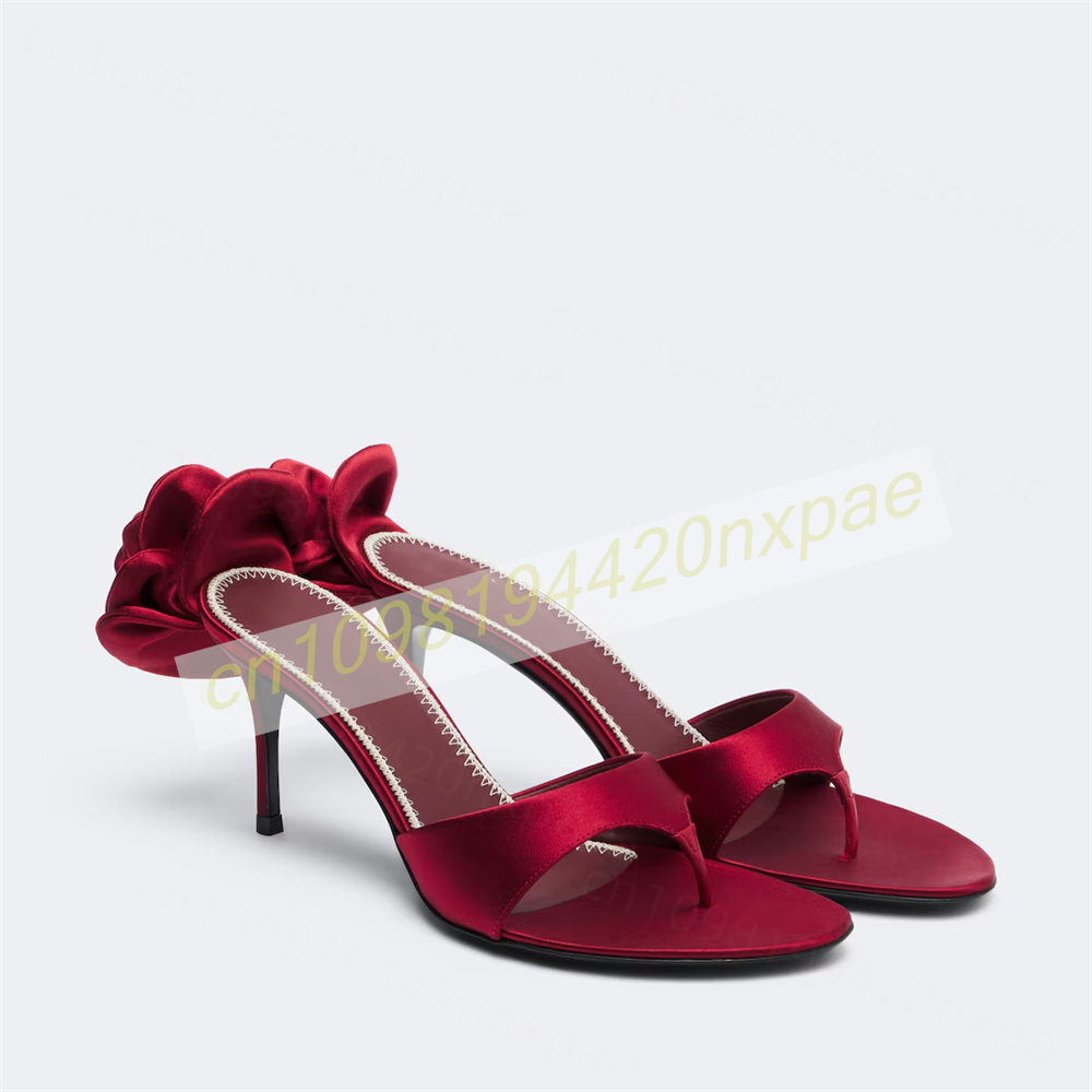 Women Fashion Reddit - Women Red Satin Thong Mule Sandals