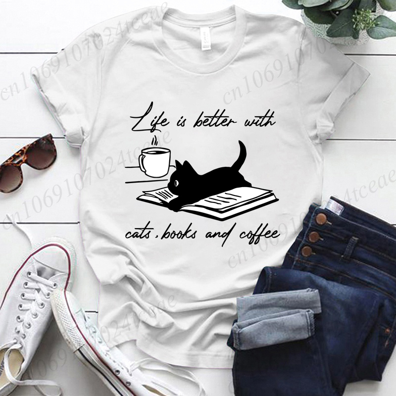 Women Fashion Quotes - Life Is Better with Cats,books and