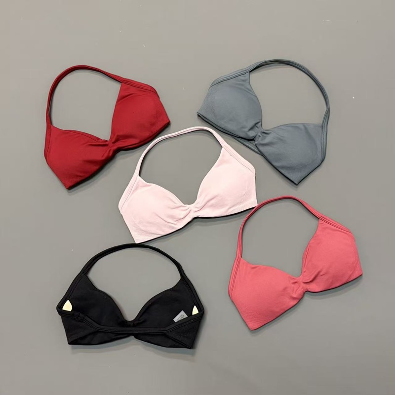 Bra Top Seamless - Women Halter Sports Bra V-Neck Padded