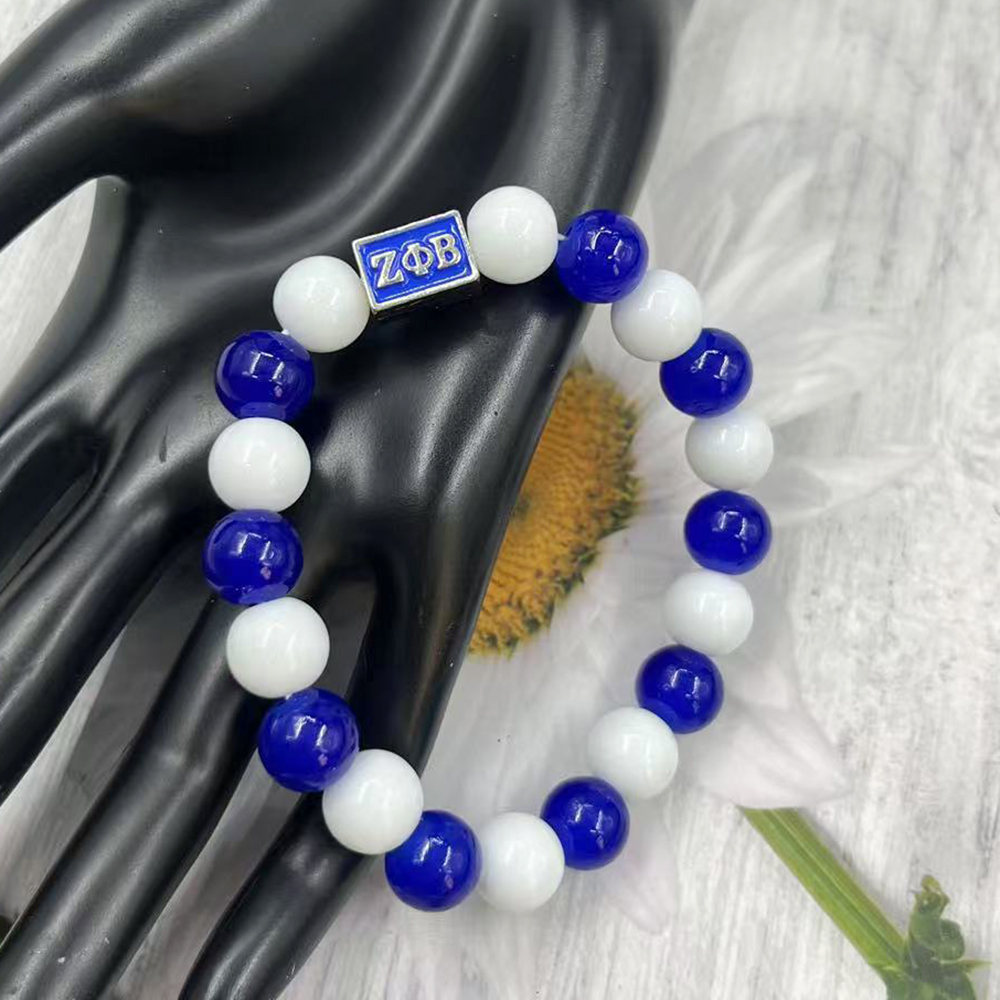 Women'S Fashion In 1920 - Blue and White Glass Beads Zeta