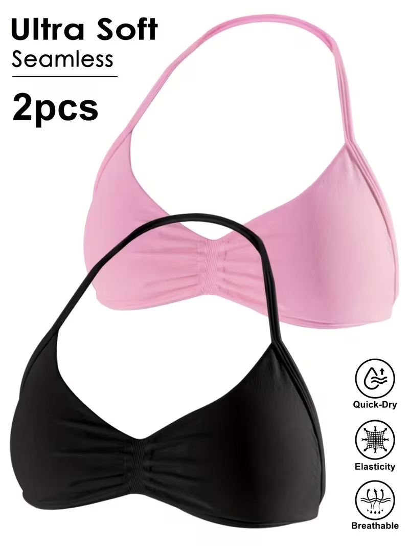 Bra Top Seamless - 2pcs Seamless Sexy Open Back Gym