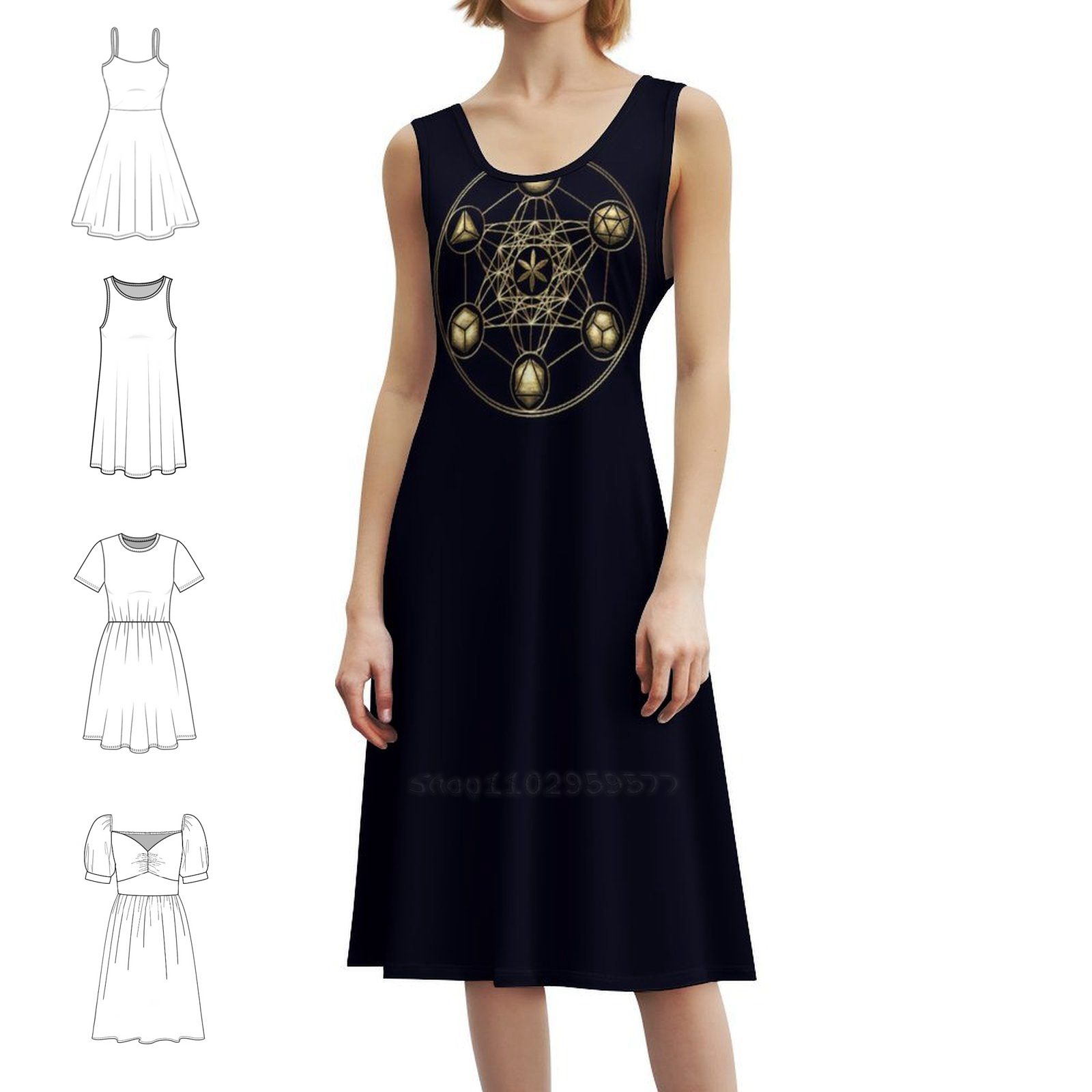 Platonic Solids Metatrons Cube - Women Fashion Gown ulasan dan harga