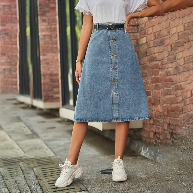 Versatile Slimming Washed Deni - A-Line Skirt Midi ulasan dan harga
