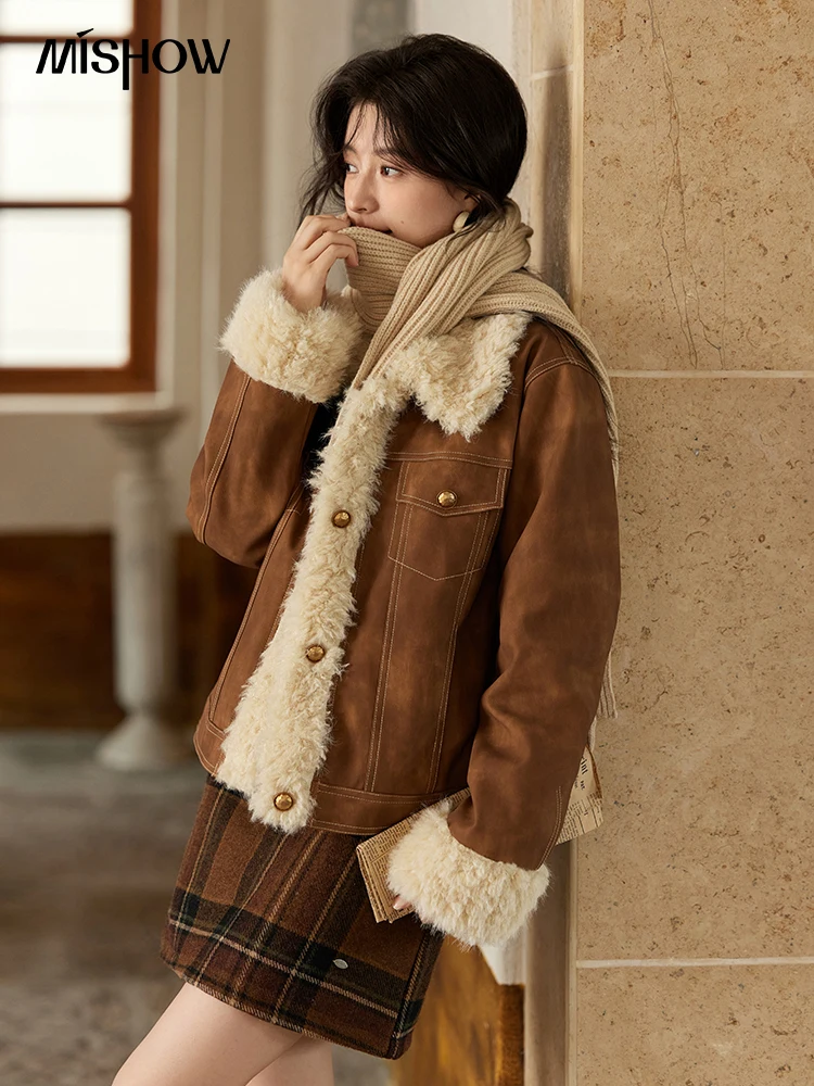 MISHOW Leather Fur Jacket Wome - Women'S Fashion Leather Jacket ulasan dan harga