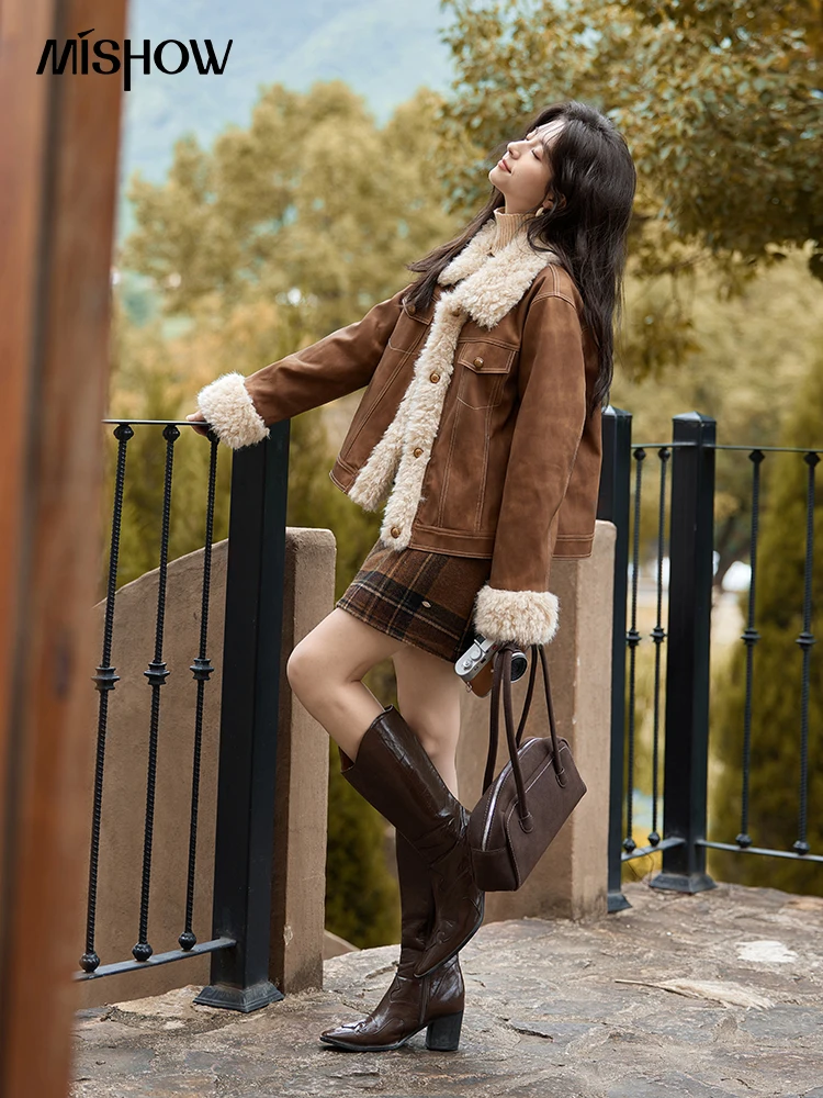 MISHOW Leather Fur Jacket Wome - Women'S Fashion Leather Jacket ulasan dan harga