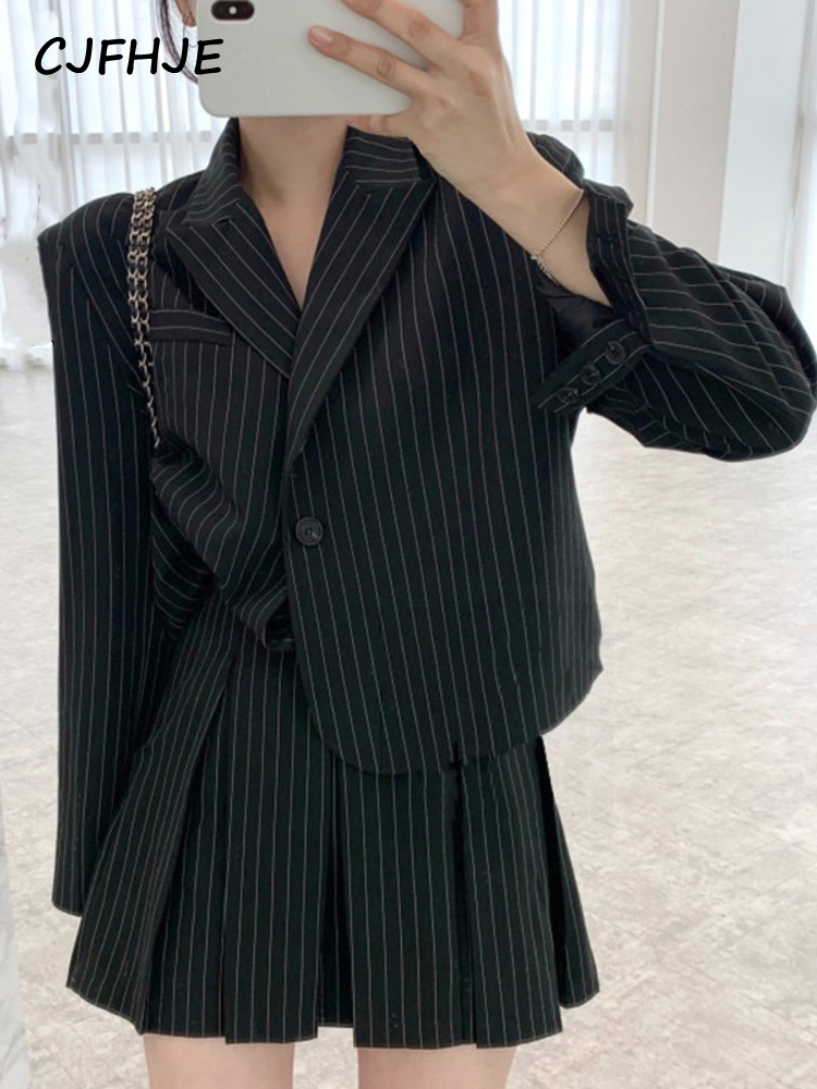 CJFHJE Fashion Stripe Blazer W - Women'S Fashion Leather Jacket ulasan dan harga