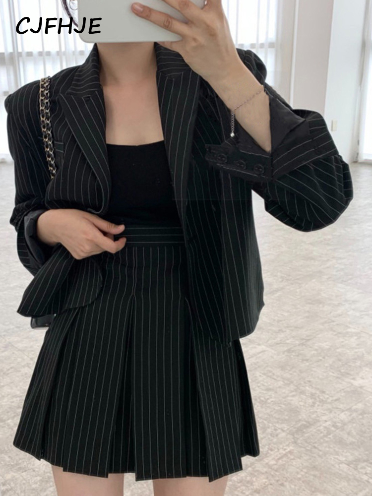 CJFHJE Fashion Stripe Blazer W - Women'S Fashion Leather Jacket ulasan dan harga