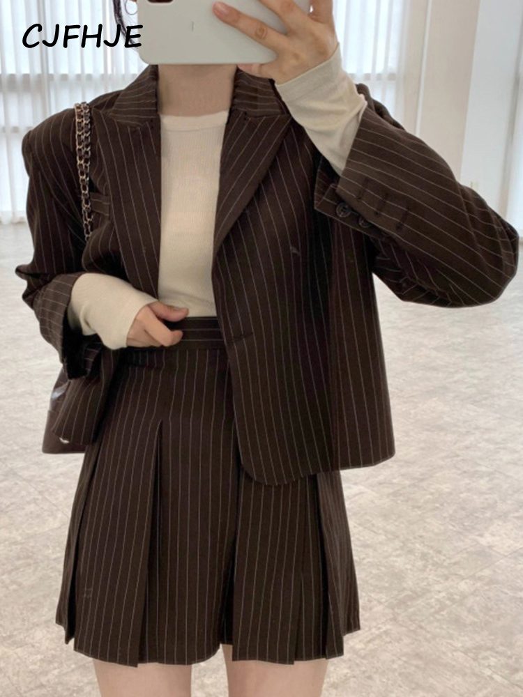 CJFHJE Fashion Stripe Blazer W - Women'S Fashion Leather Jacket ulasan dan harga
