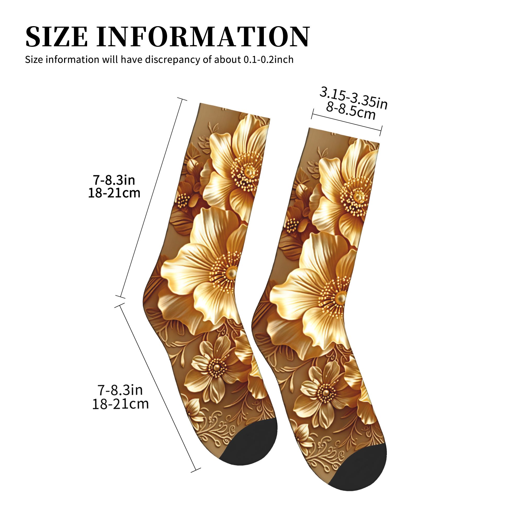 3D Embossed Golden Floral Seam - Women'S Fashion Socks ulasan dan harga