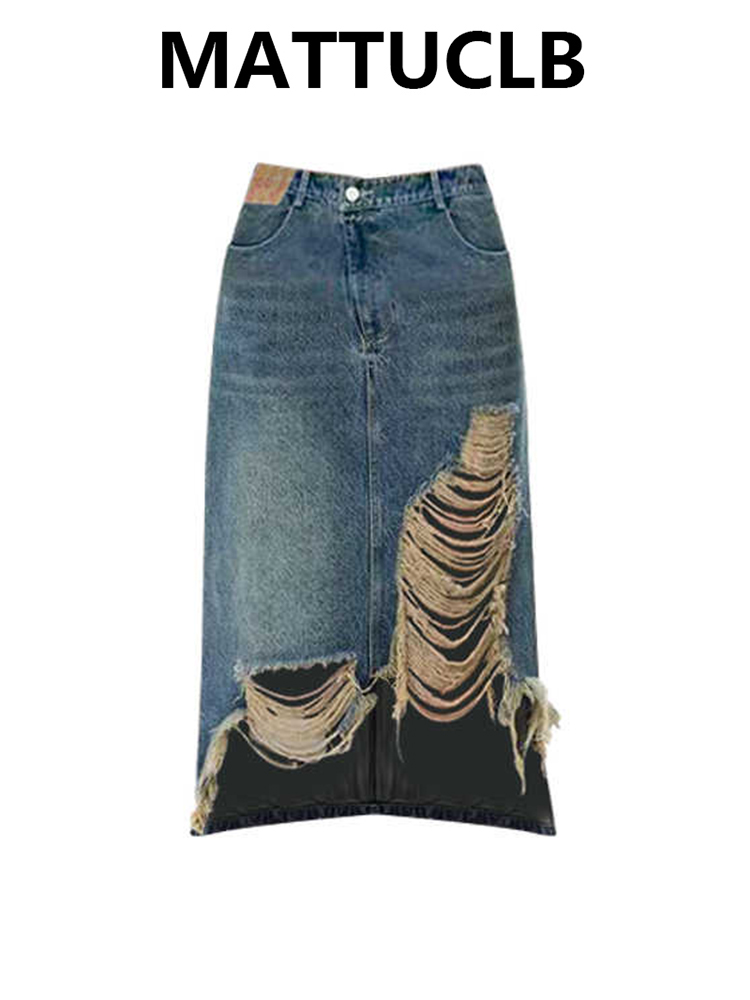 Women 2000s Midi Skirt Ripped  - A-Line Skirt Midi ulasan dan harga