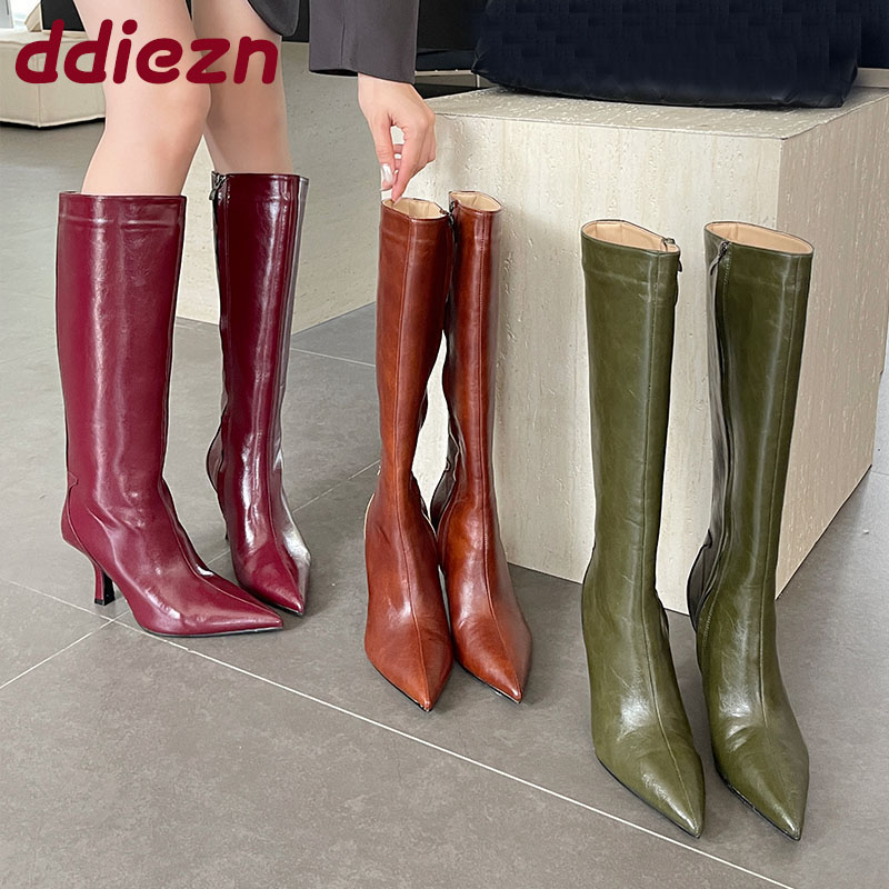 Fashion Pointed Toe Ladies Kne - Women'S Fashion Knee High Boots ulasan dan harga