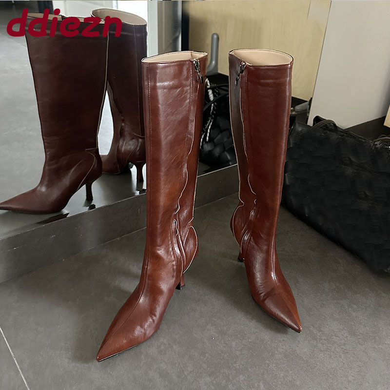 Fashion Pointed Toe Ladies Kne - Women'S Fashion Knee High Boots ulasan dan harga