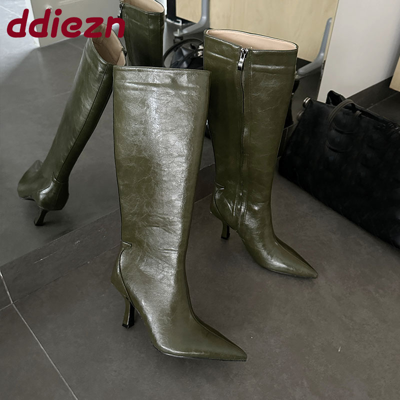 Fashion Pointed Toe Ladies Kne - Women'S Fashion Knee High Boots ulasan dan harga