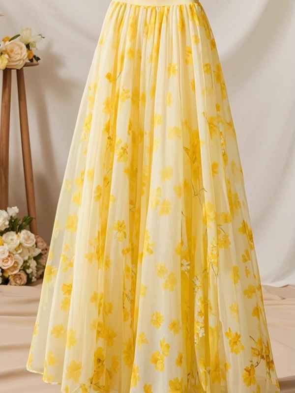 Summer 2026 High Waist Yellow  - A-Line Skirt Midi ulasan dan harga