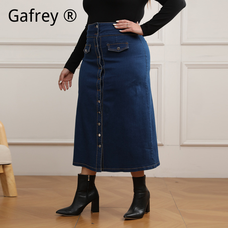 Plus Size High Waist Button Fr - A-Line Skirt Midi ulasan dan harga