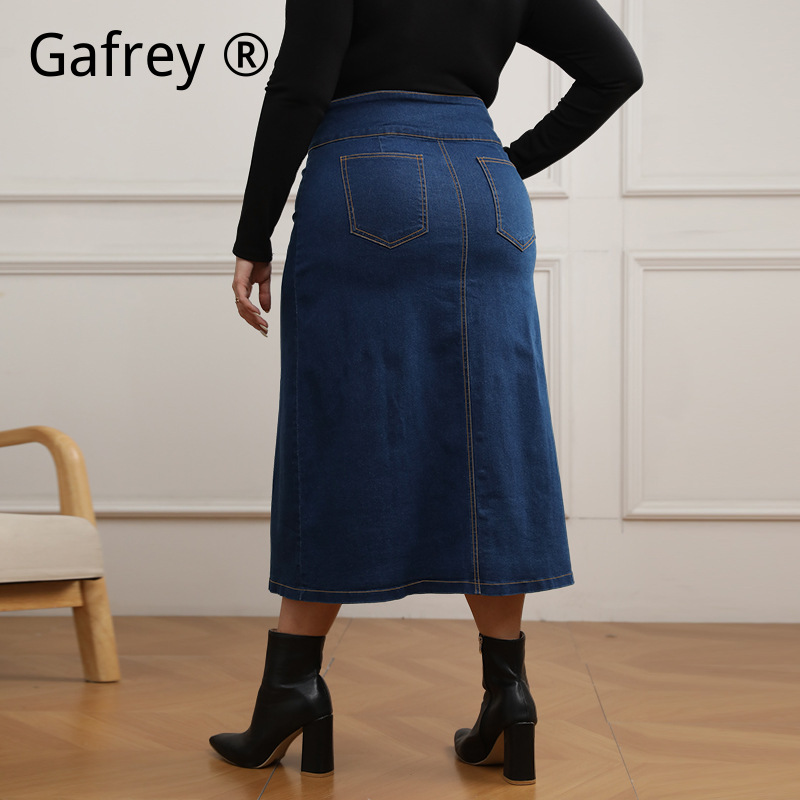 Plus Size High Waist Button Fr - A-Line Skirt Midi ulasan dan harga