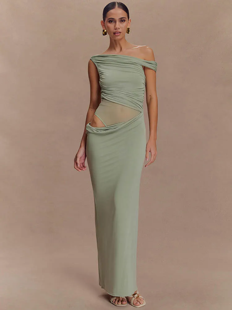 One Shoulder Slinky Sexy Maxi  - Women'S Fashion In 1920 ulasan dan harga