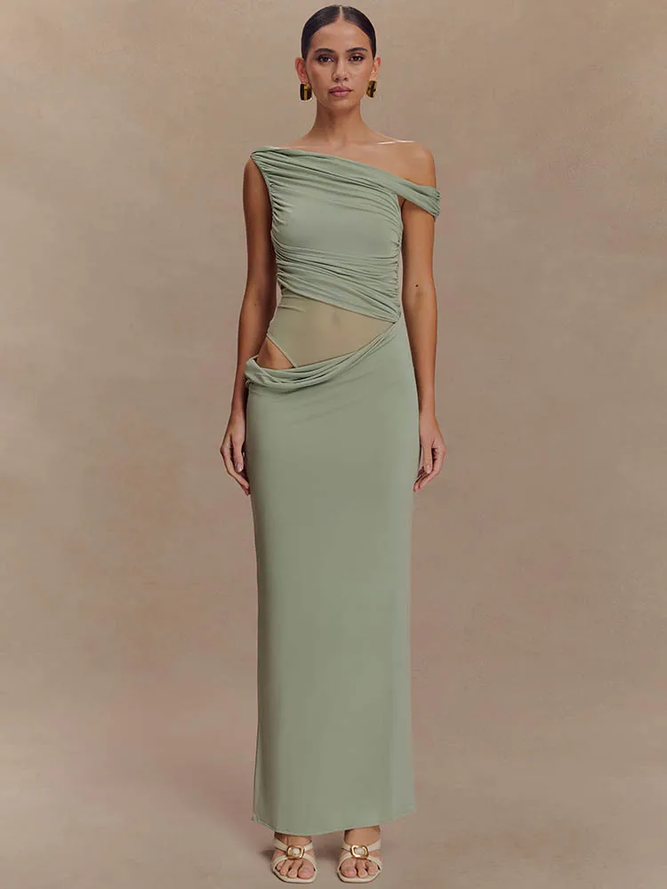 One Shoulder Slinky Sexy Maxi  - Women'S Fashion In 1920 ulasan dan harga