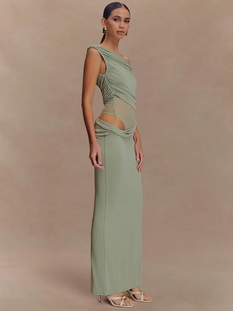 One Shoulder Slinky Sexy Maxi  - Women'S Fashion In 1920 ulasan dan harga
