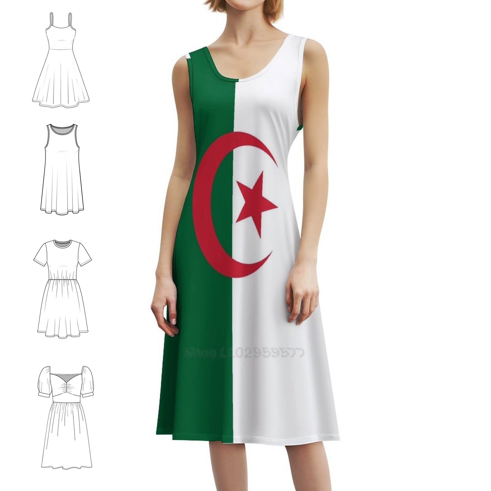 Algerian Flag Boho Chic Dress  - Women Fashion Gown ulasan dan harga