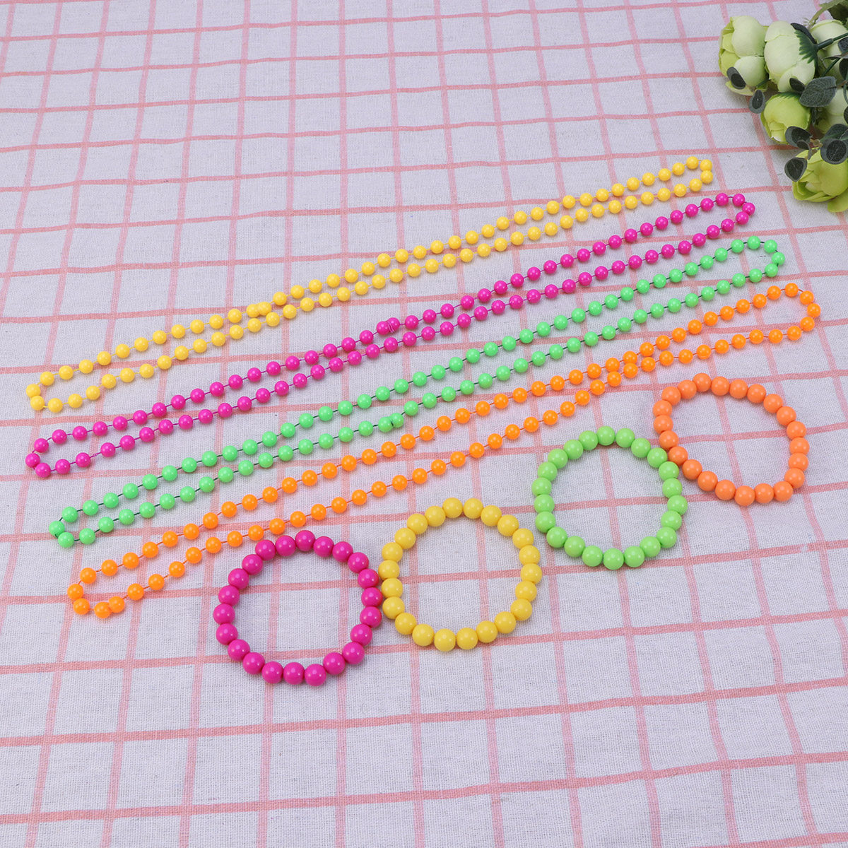 4Pcs Plastic Bead Necklace Wom - Women Fashion 80S ulasan dan harga