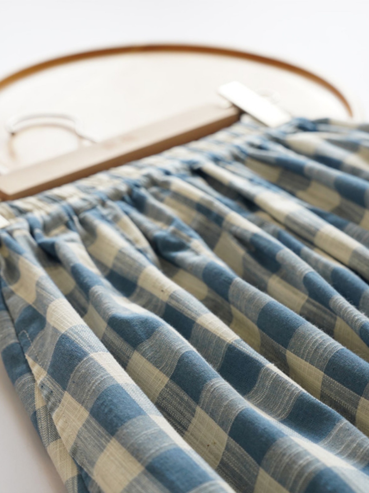 Loose Midi Blue Plaid Bamboo C - A-Line Skirt Midi ulasan dan harga