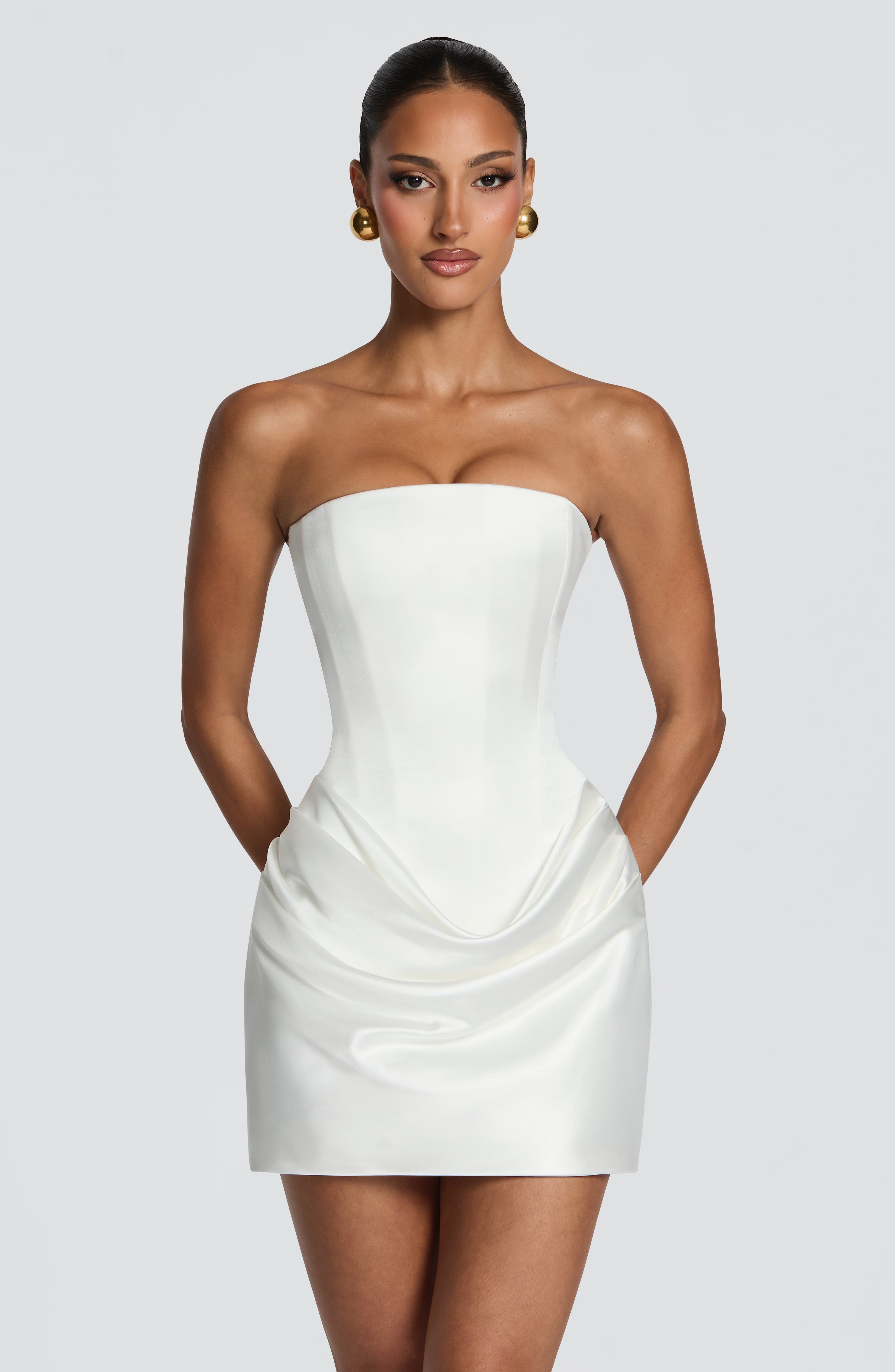 2 Styles White Satin Mini Dres - Bodycon Dress Women ulasan dan harga