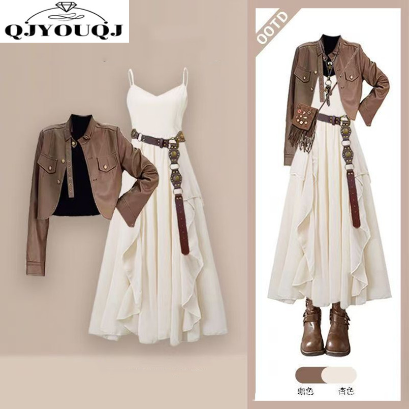 Fashion Women's Set Spring and - Women'S Fashion Leather Jacket ulasan dan harga