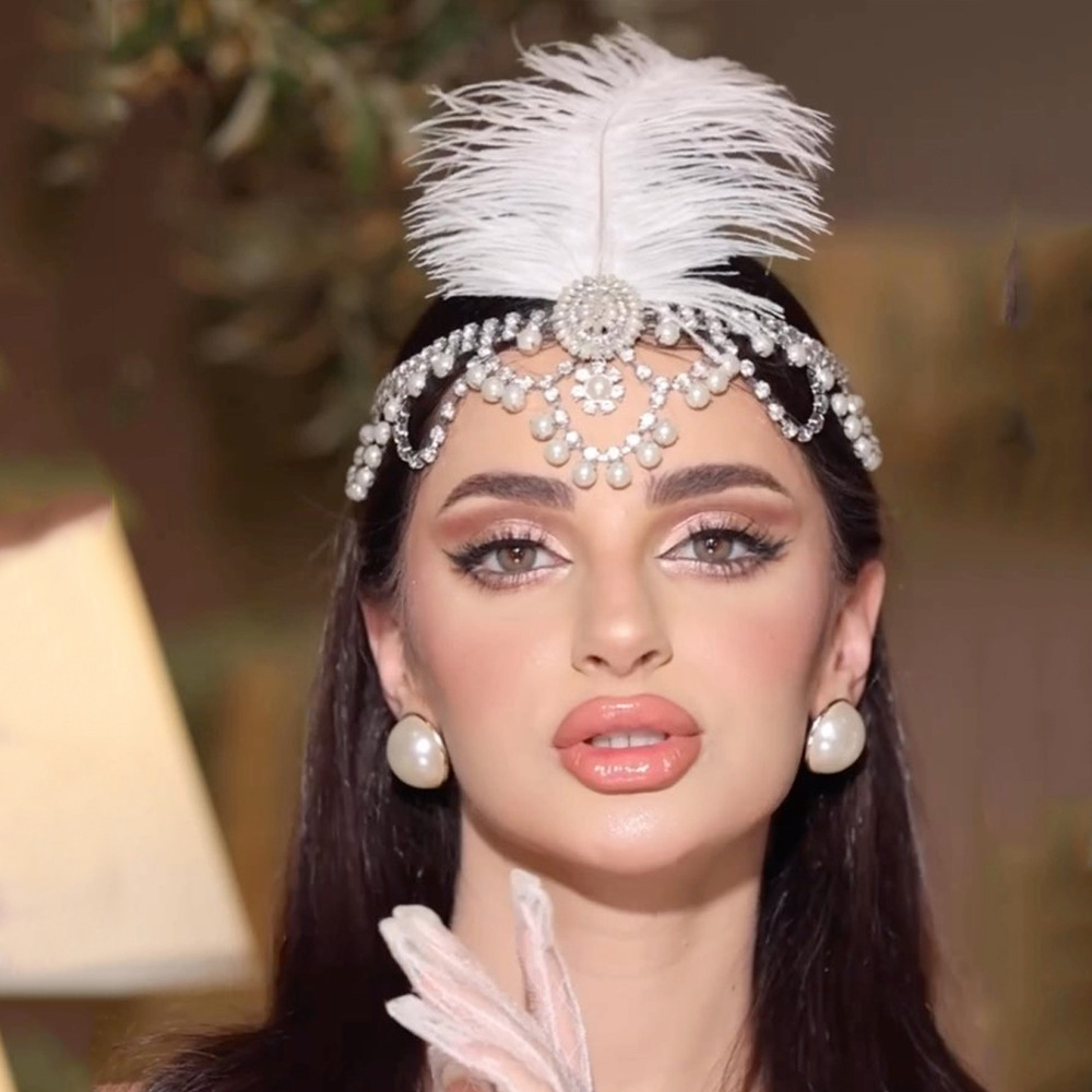 Vintage White Feather Flapper  - Women'S Fashion In 1920 ulasan dan harga