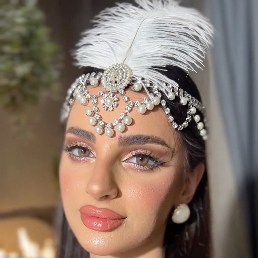 Vintage White Feather Flapper  - Women'S Fashion In 1920 ulasan dan harga