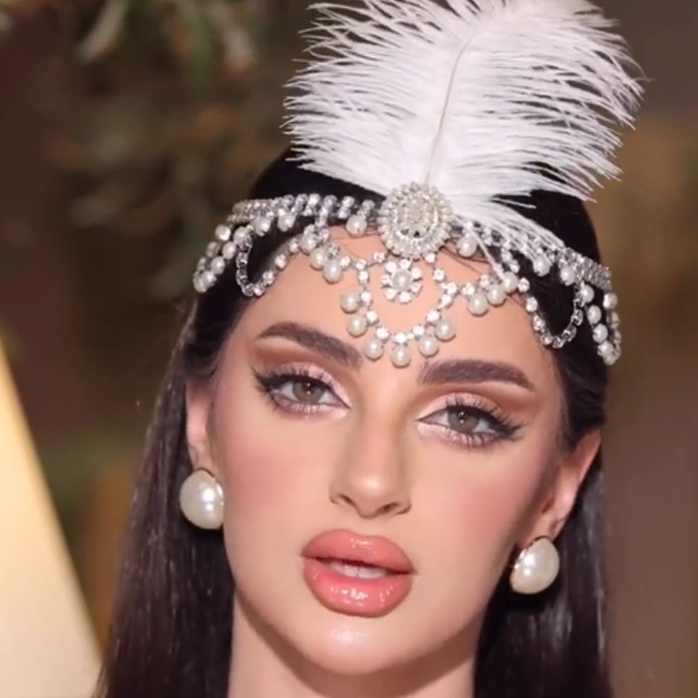 Vintage White Feather Flapper  - Women'S Fashion In 1920 ulasan dan harga