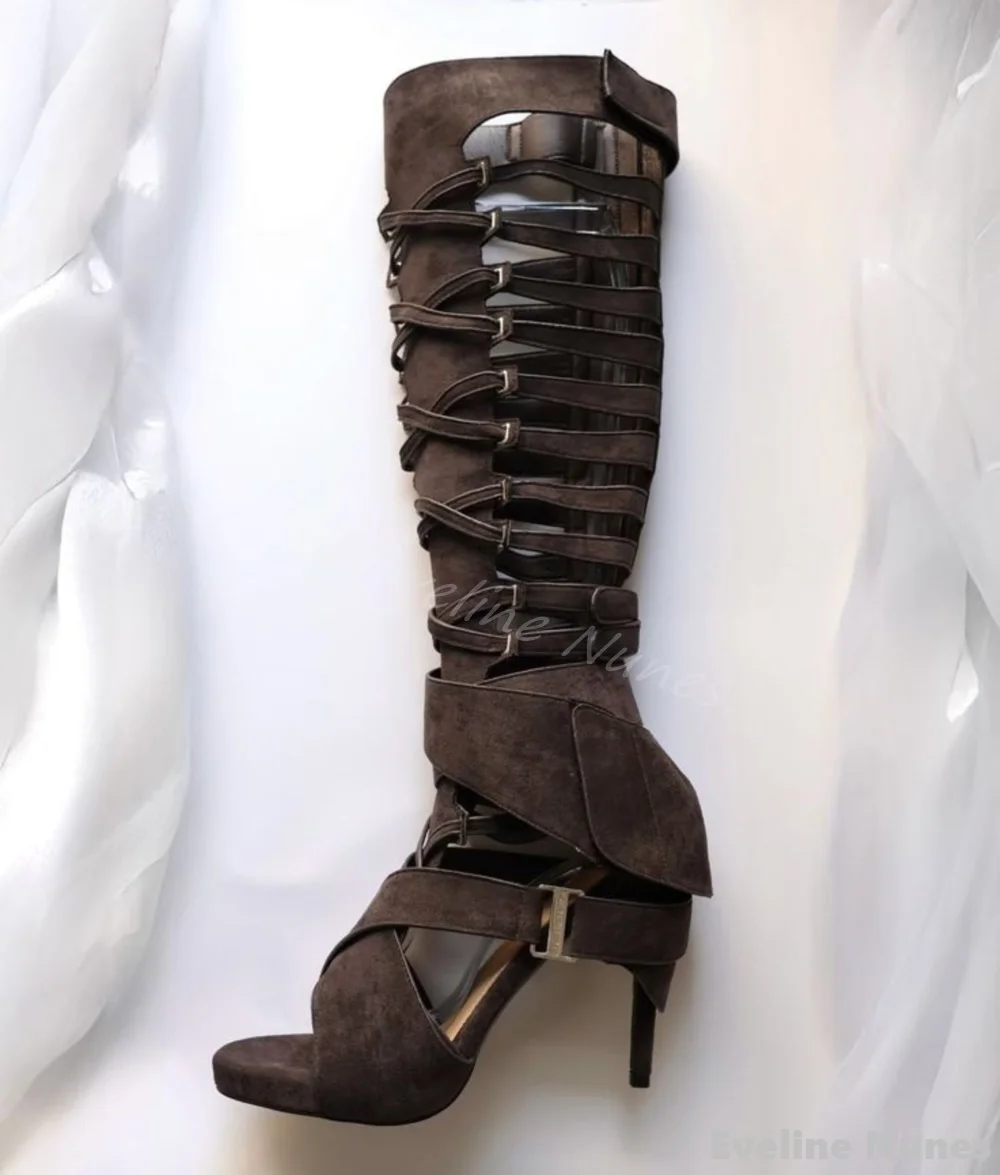 Hollow Flannel Knee High Sanda - Women'S Fashion Knee High Boots ulasan dan harga