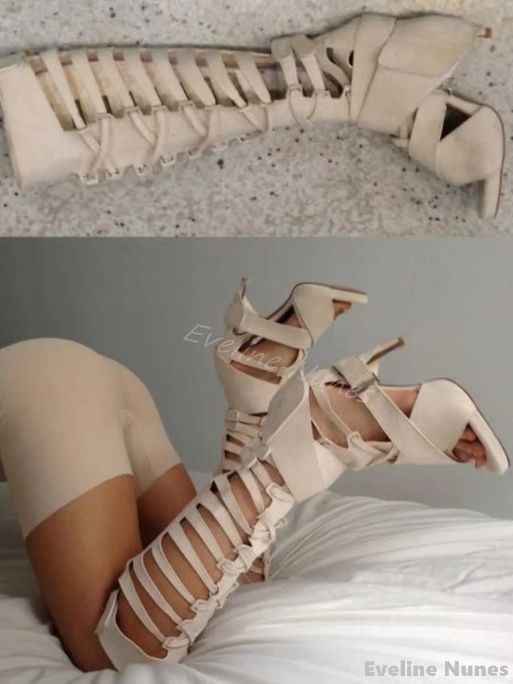 Hollow Flannel Knee High Sanda - Women'S Fashion Knee High Boots ulasan dan harga