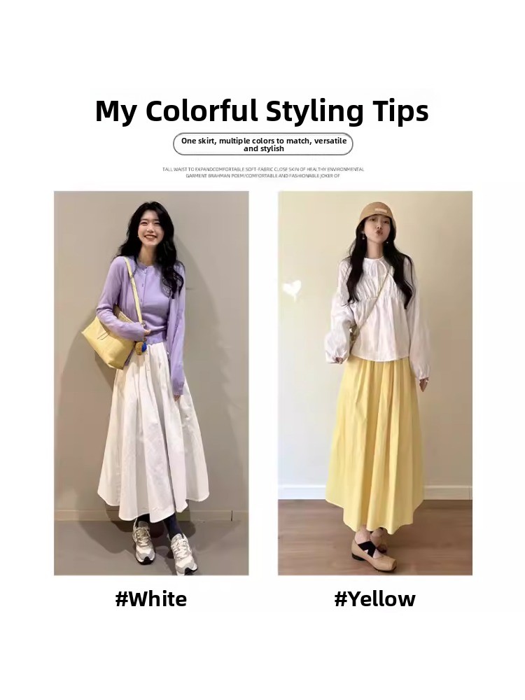 Yellow A-Line Midi Skirt for p - A-Line Skirt Midi ulasan dan harga