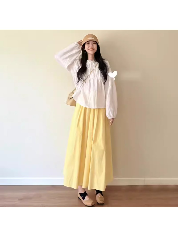 Yellow A-Line Midi Skirt for p - A-Line Skirt Midi ulasan dan harga
