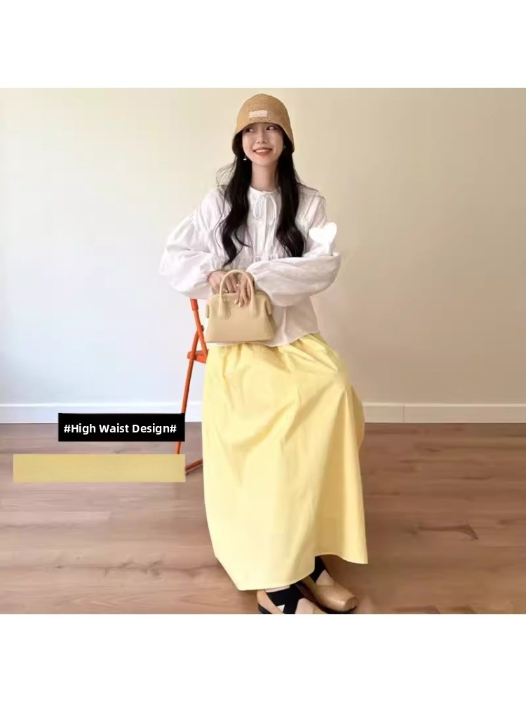Yellow A-Line Midi Skirt for p - A-Line Skirt Midi ulasan dan harga