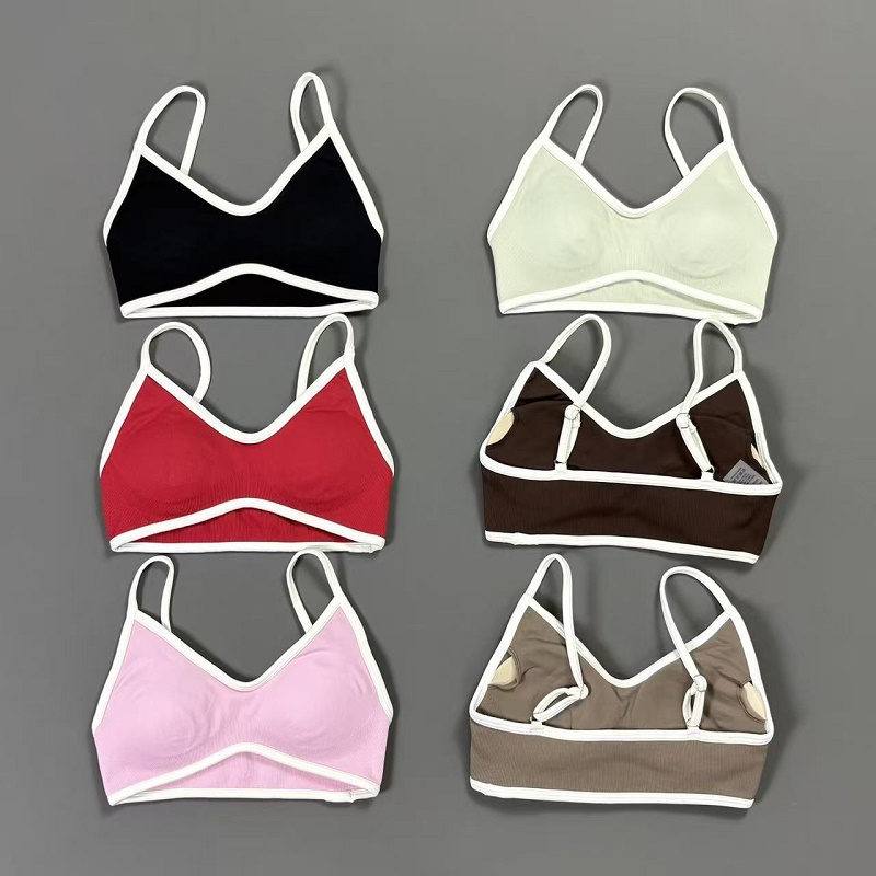 Women Contrastline Yoga Bra V  - Bra Top Seamless ulasan dan harga