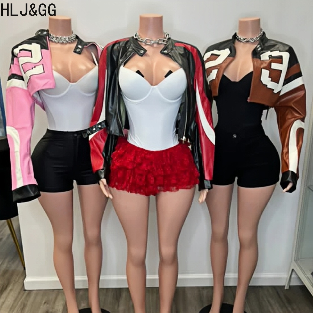 HLJ&GG Fashion Y2K Leather Jac - Women'S Fashion Leather Jacket ulasan dan harga