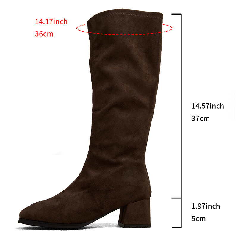 Fashion Black Thick High Heels - Women'S Fashion Knee High Boots ulasan dan harga