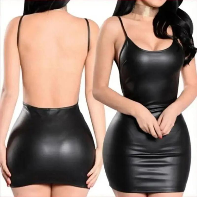 Hot Sell Plus Size Black Faux  - Bodycon Dress Women ulasan dan harga