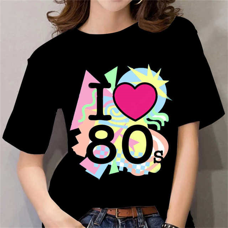 80s Womens T Shirt Femal Black - Women Fashion 80S ulasan dan harga