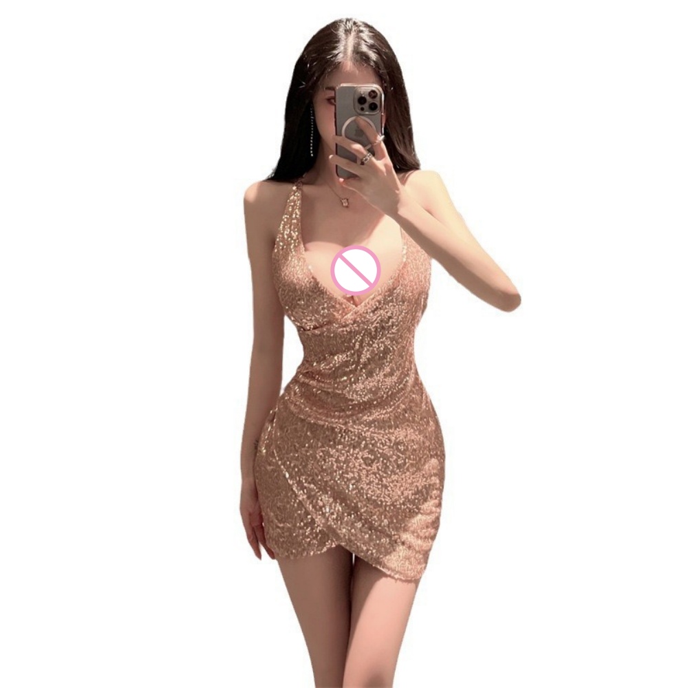 Gold Sequin Halter Bodycon Min - Bodycon Dress Women ulasan dan harga