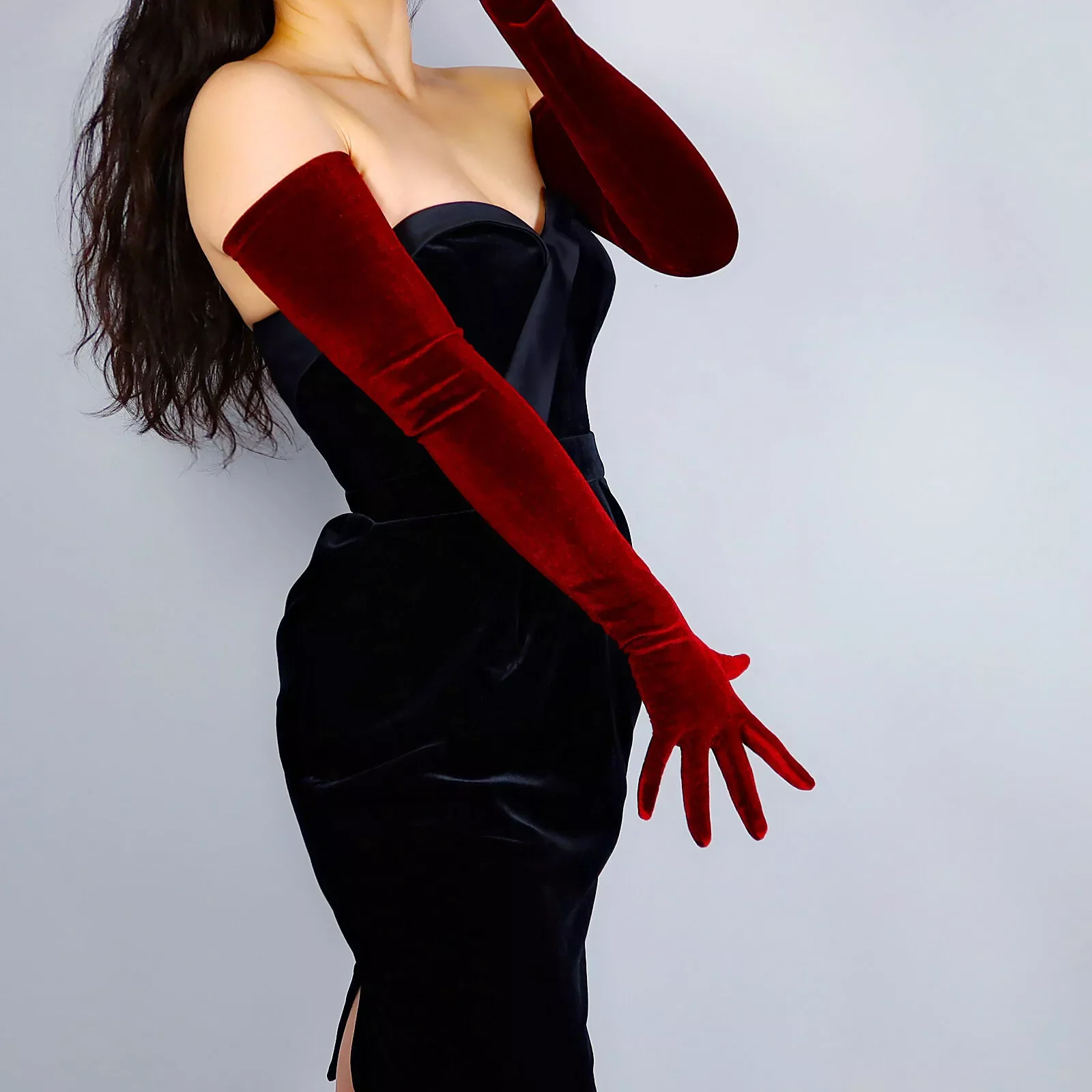 Burgundy Super Long Velvet Glo - Women'S Fashion In 1920 ulasan dan harga