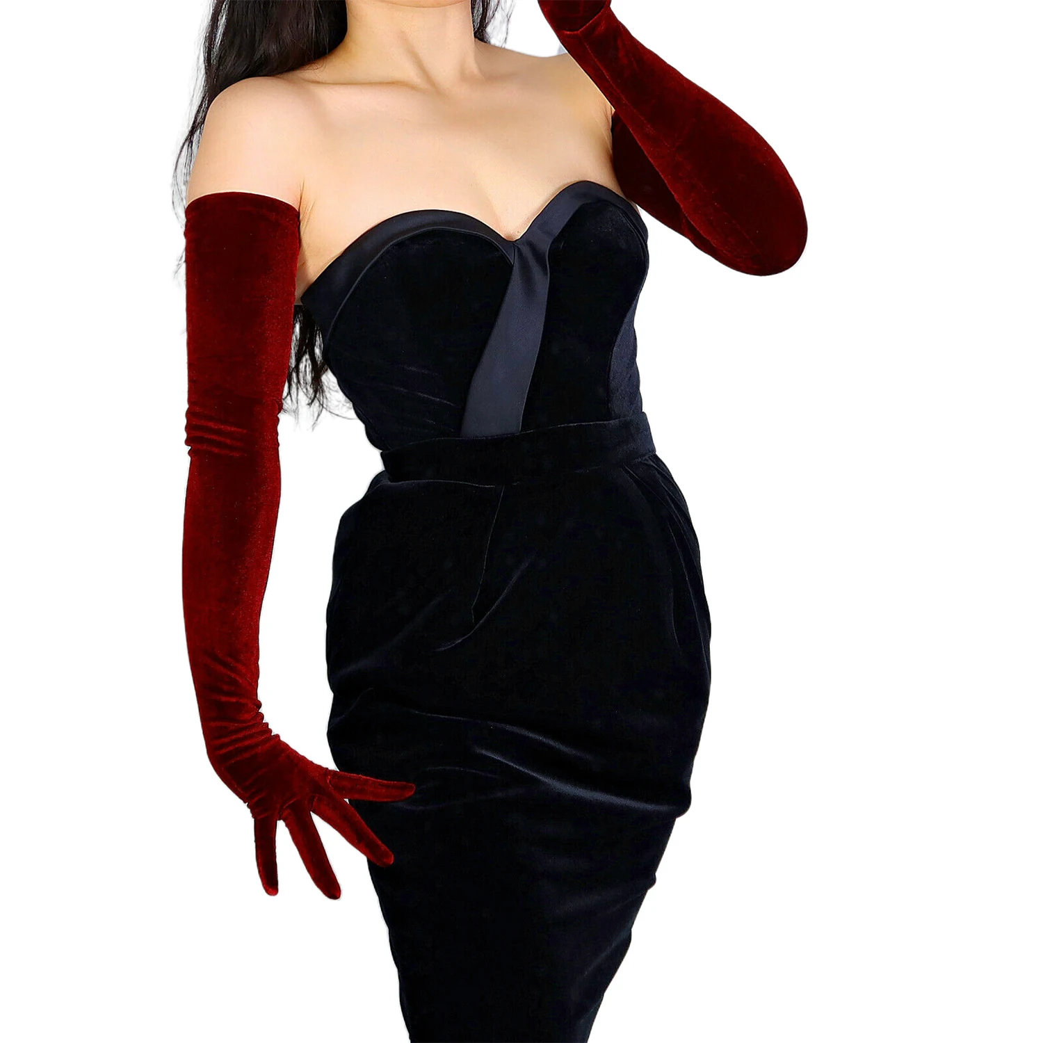 Burgundy Super Long Velvet Glo - Women'S Fashion In 1920 ulasan dan harga