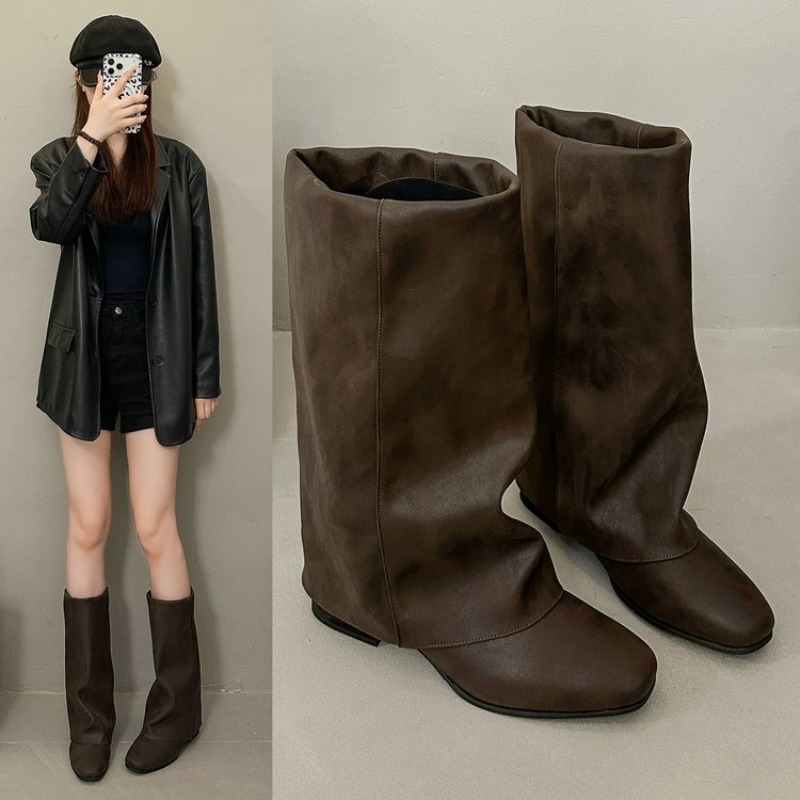 2026 New Square Head Vintage F - Women'S Fashion Knee High Boots ulasan dan harga