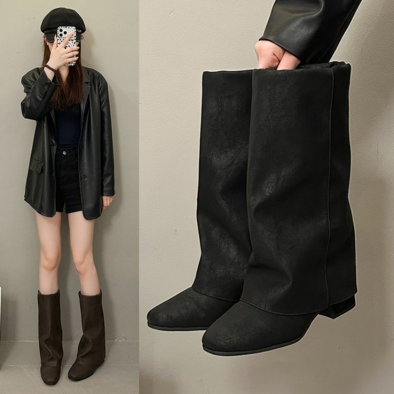 2026 New Square Head Vintage F - Women'S Fashion Knee High Boots ulasan dan harga