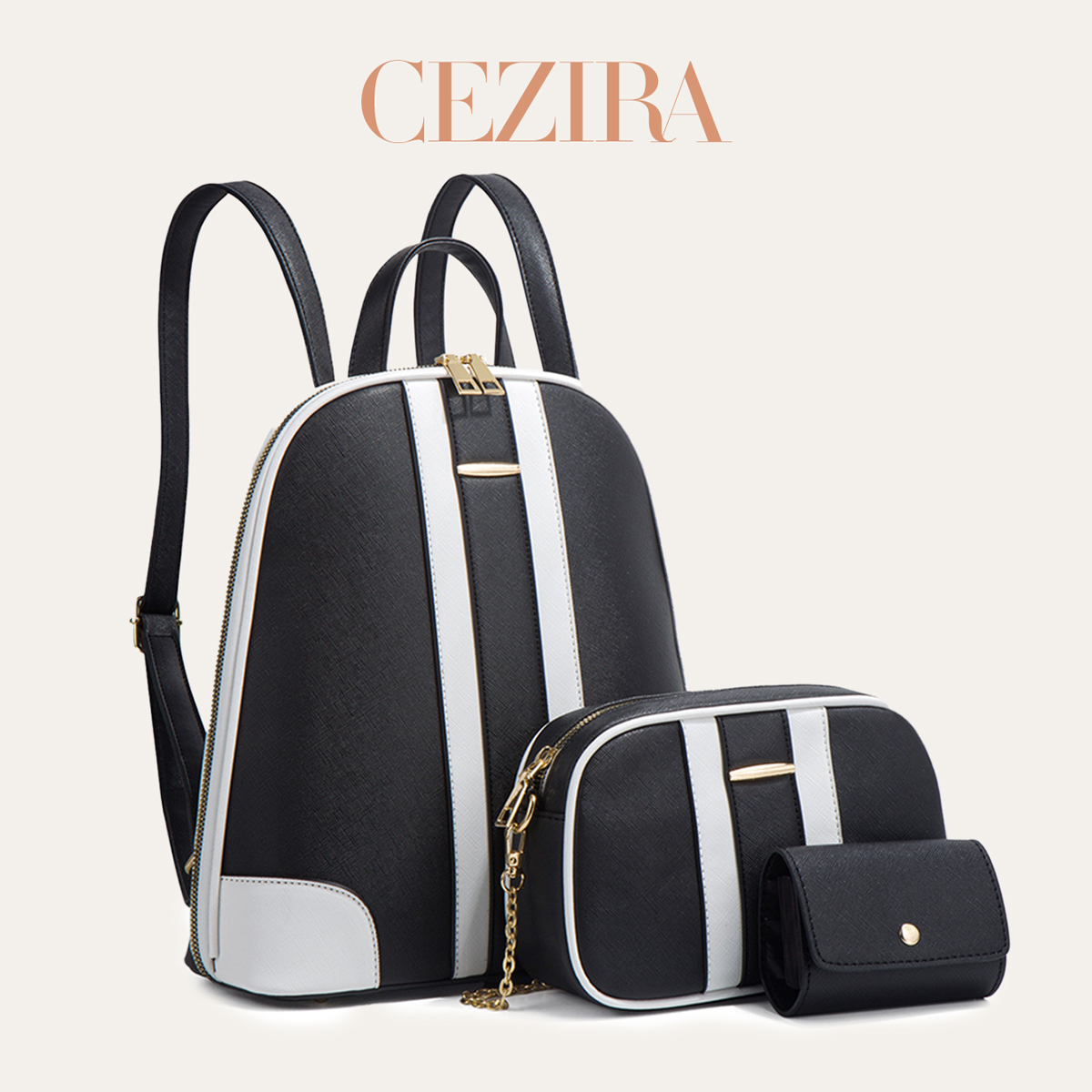 CR Fashion Stripes Patchwork B - Women'S Fashion Backpack ulasan dan harga
