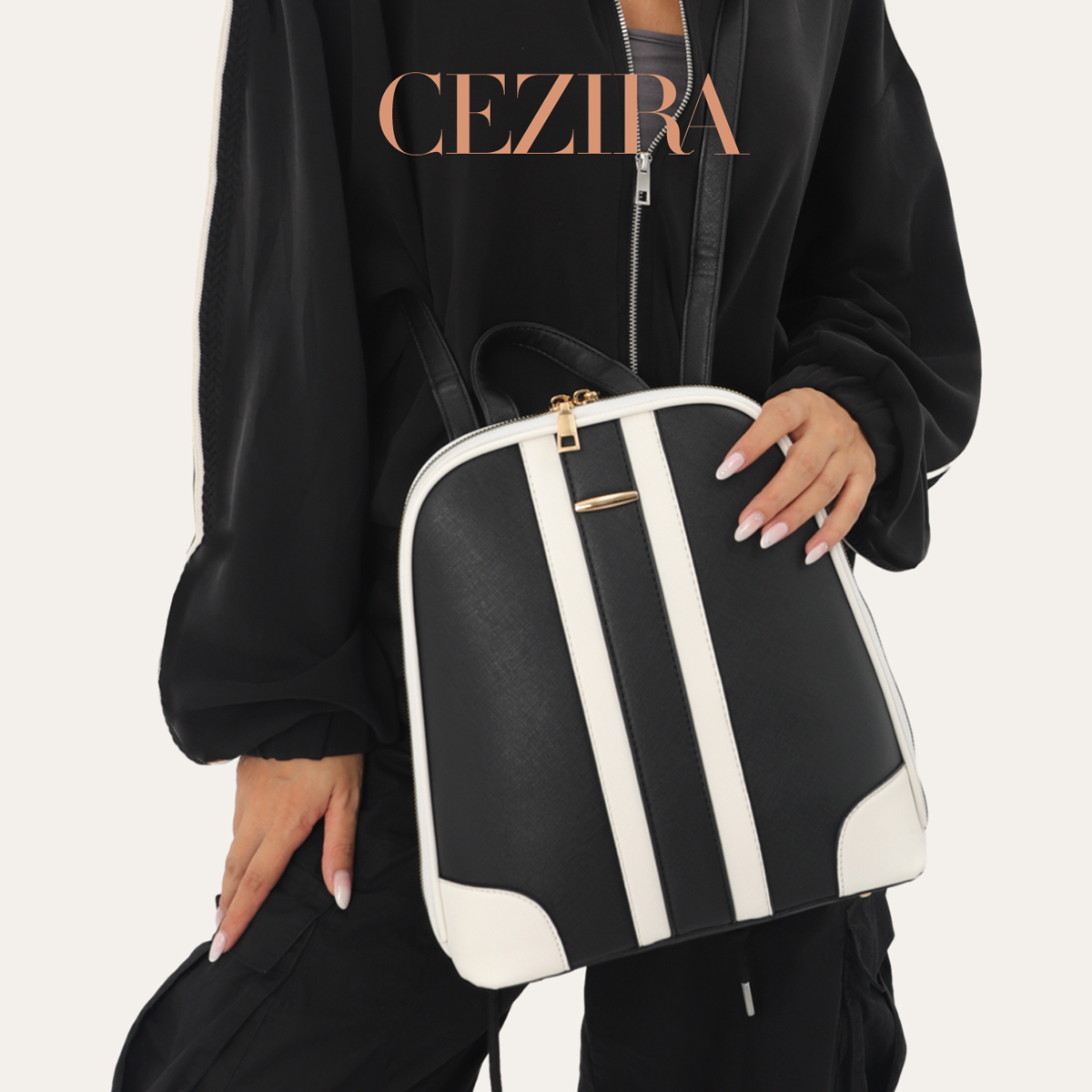 CR Fashion Stripes Patchwork B - Women'S Fashion Backpack ulasan dan harga