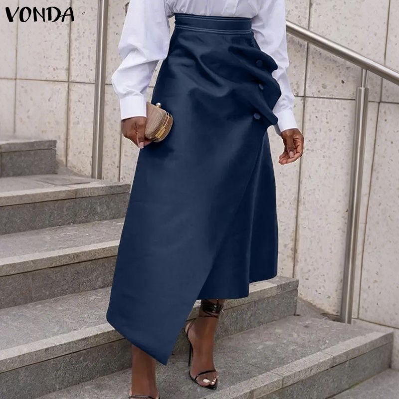 VONDA Plus Size 5XL Elegant Wo - A-Line Skirt Midi ulasan dan harga